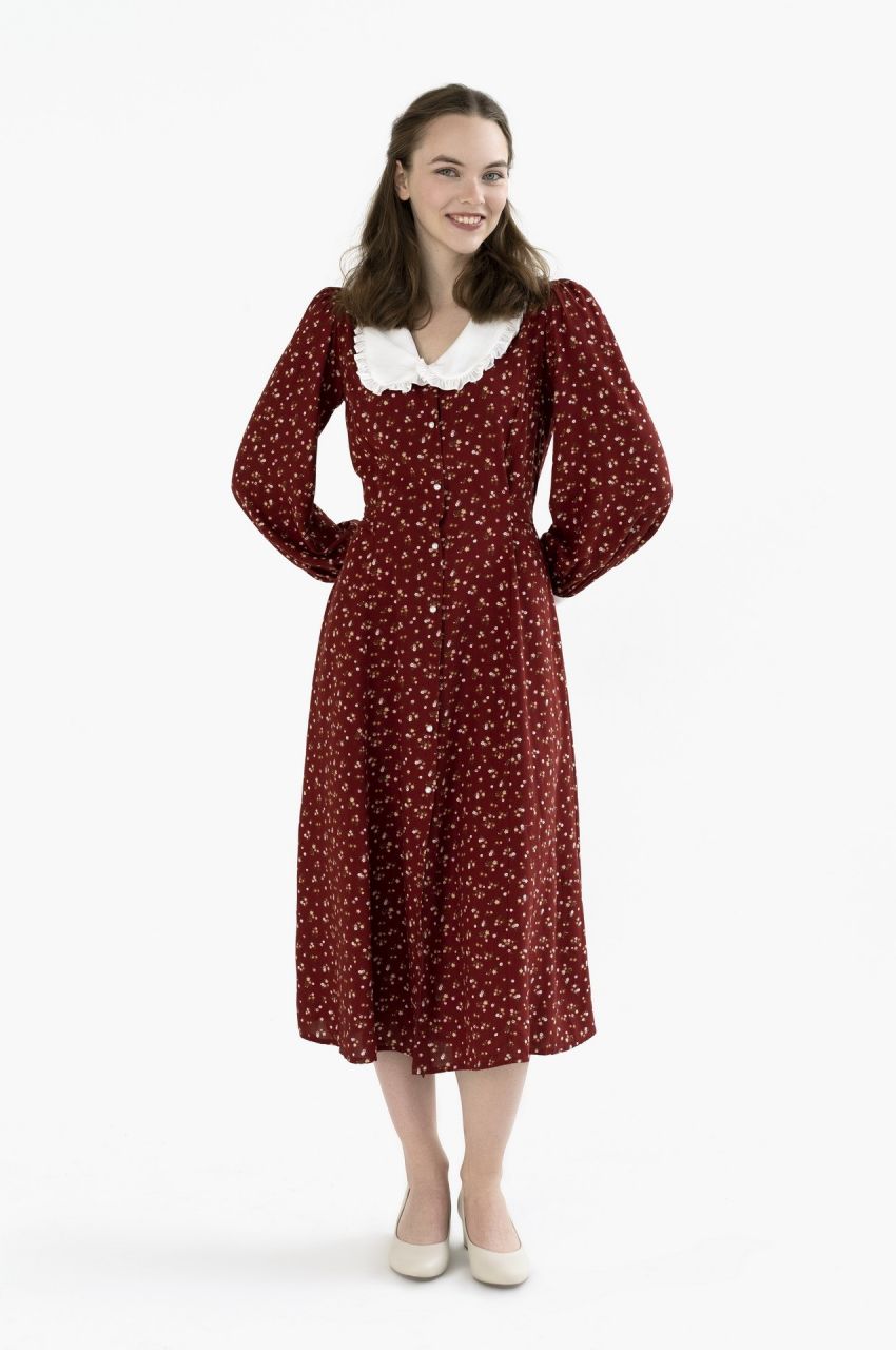 Платье с воротничком (красное)